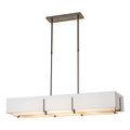 Exos Rectangular Pendant 4-Light Natural Anna Inner Shade & Natural Anna Outer Shade in Dark Smoke