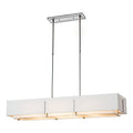 Exos Rectangular Pendant 4-Light Natural Anna Inner Shade & Natural Anna Outer Shade in Sterling