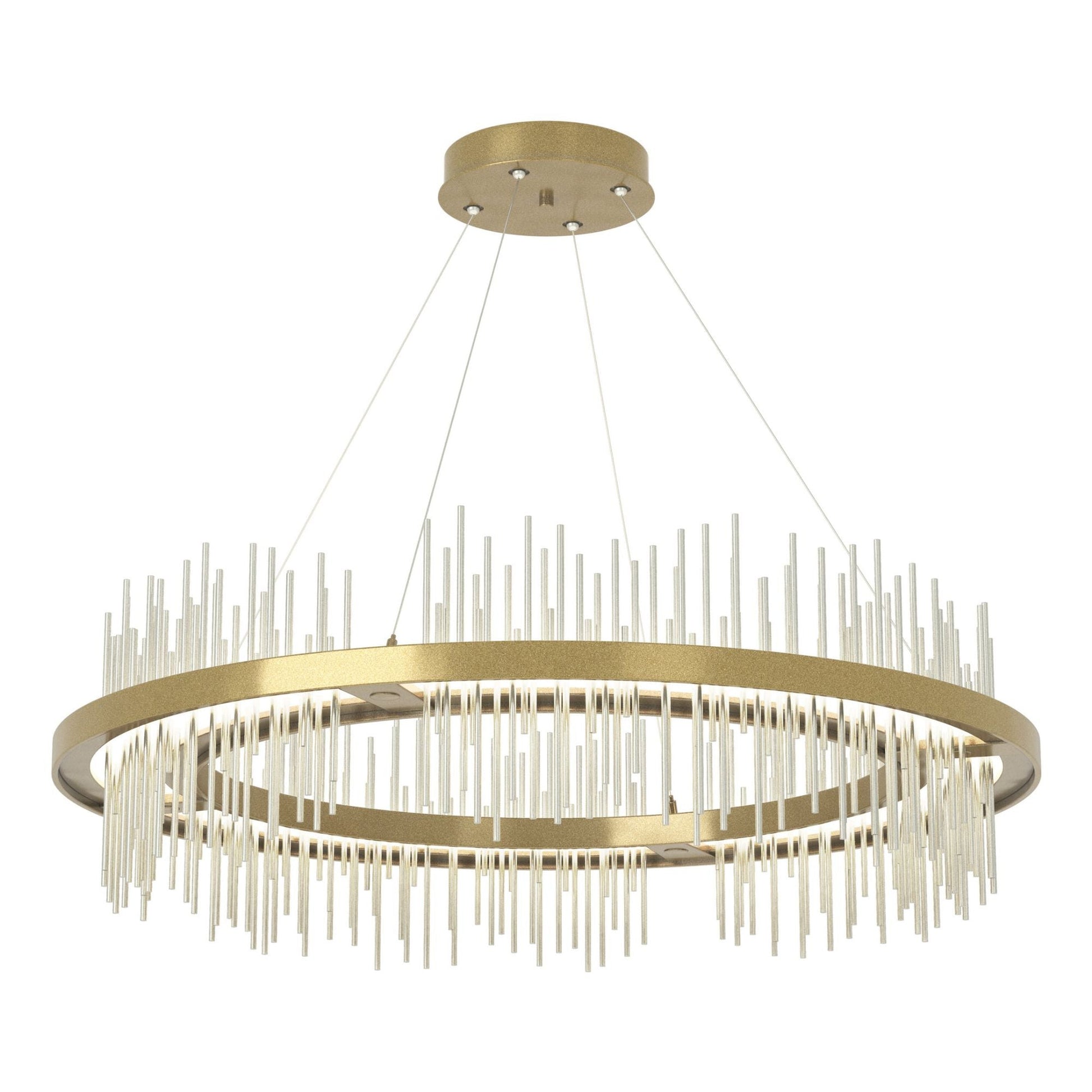 Gossamer Circular LED Pendant Sterling Accent LED in Modern Brass