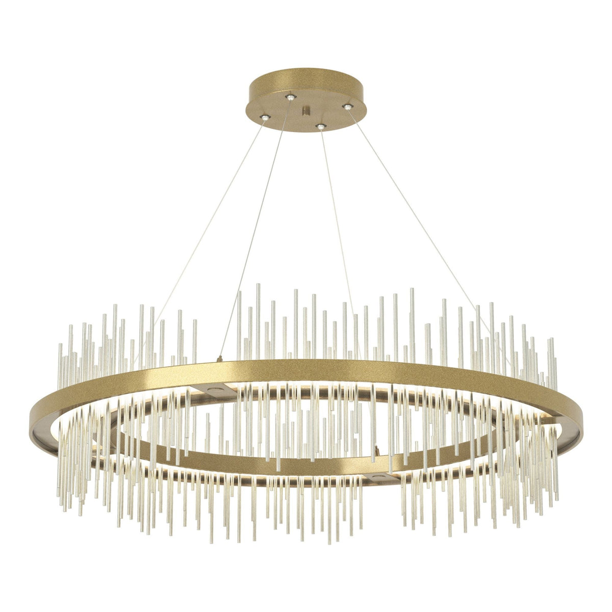 Gossamer Circular LED Pendant Sterling Accent LED in Modern Brass