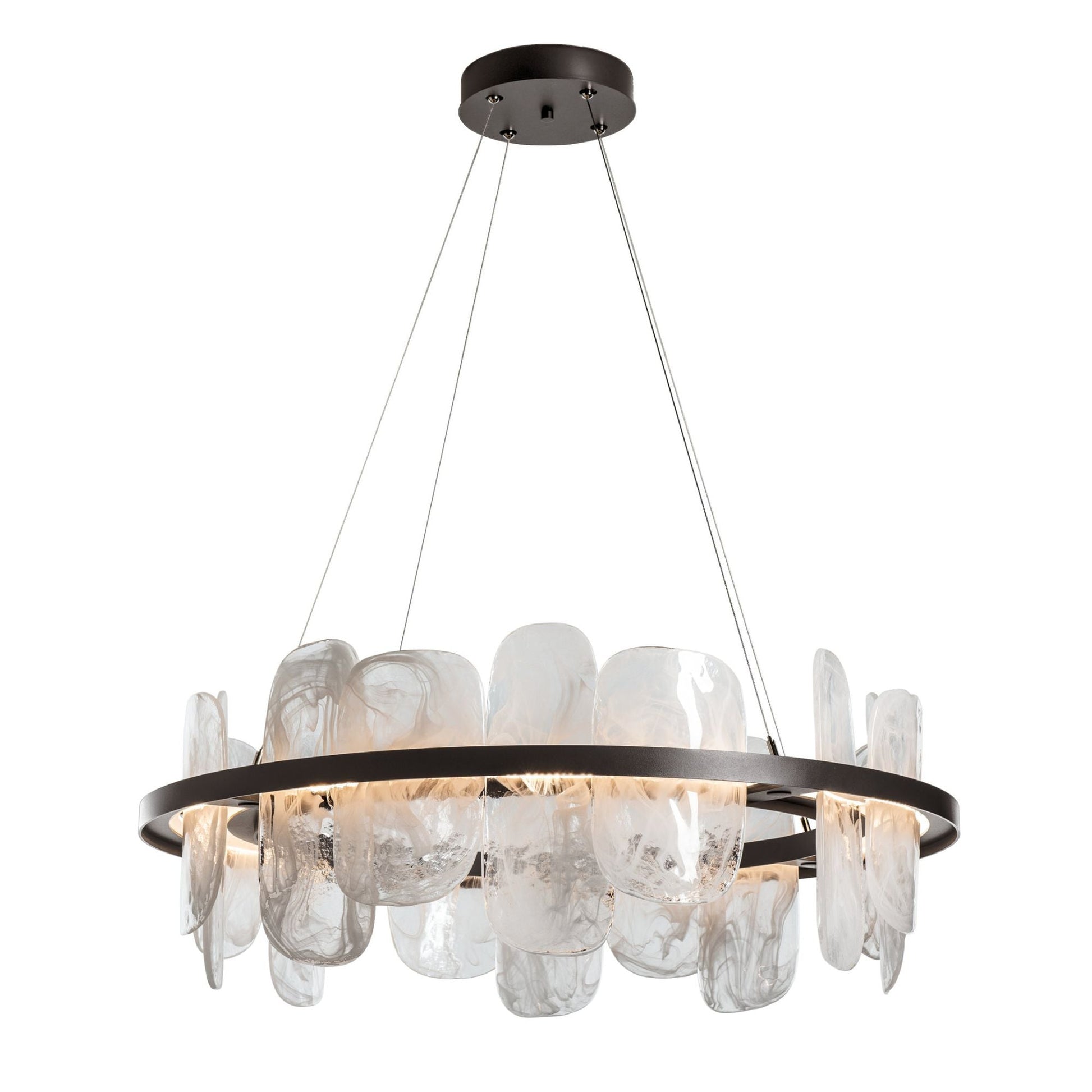 Vitre Circular LED Pendant LED White Swirl Glass (YR) in Dark Smoke