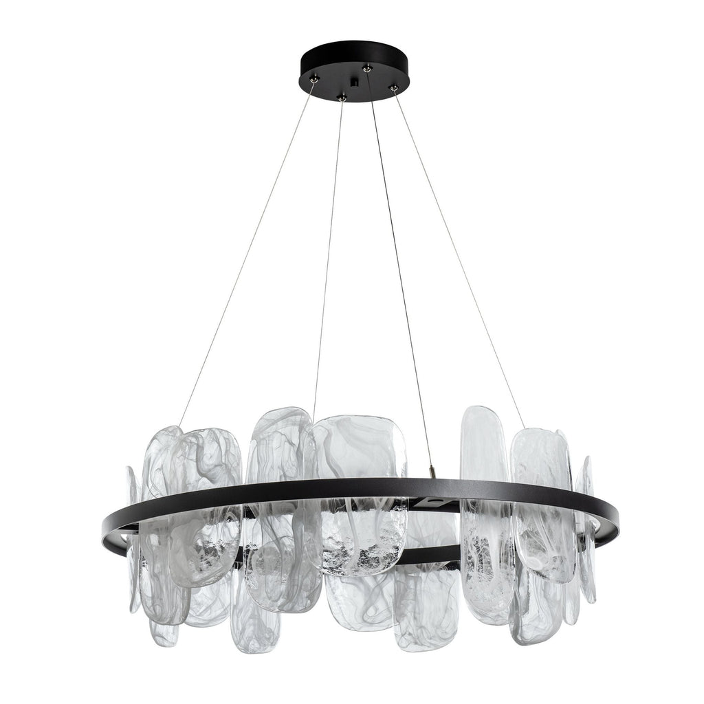 Vitre Circular LED Pendant LED White Swirl Glass (YR) in Black