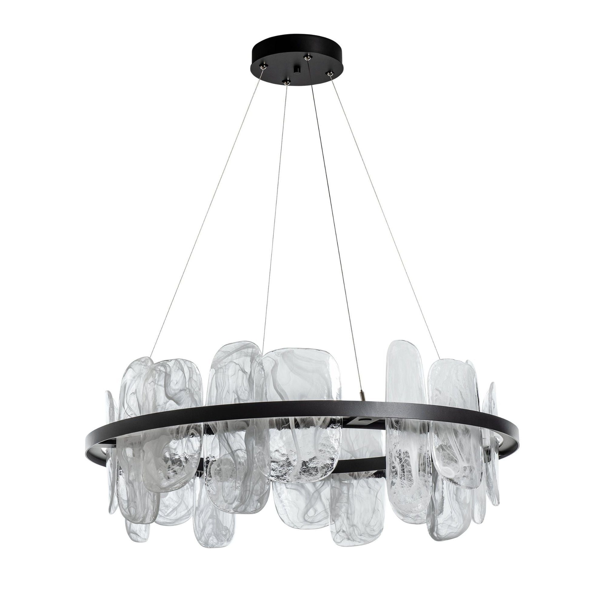 Vitre Circular LED Pendant LED White Swirl Glass (YR) in Black