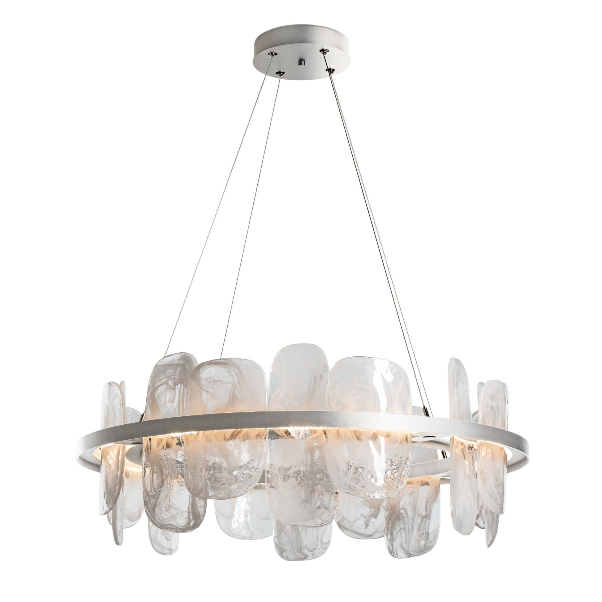 Vitre Circular LED Pendant LED White Swirl Glass (YR) in Sterling
