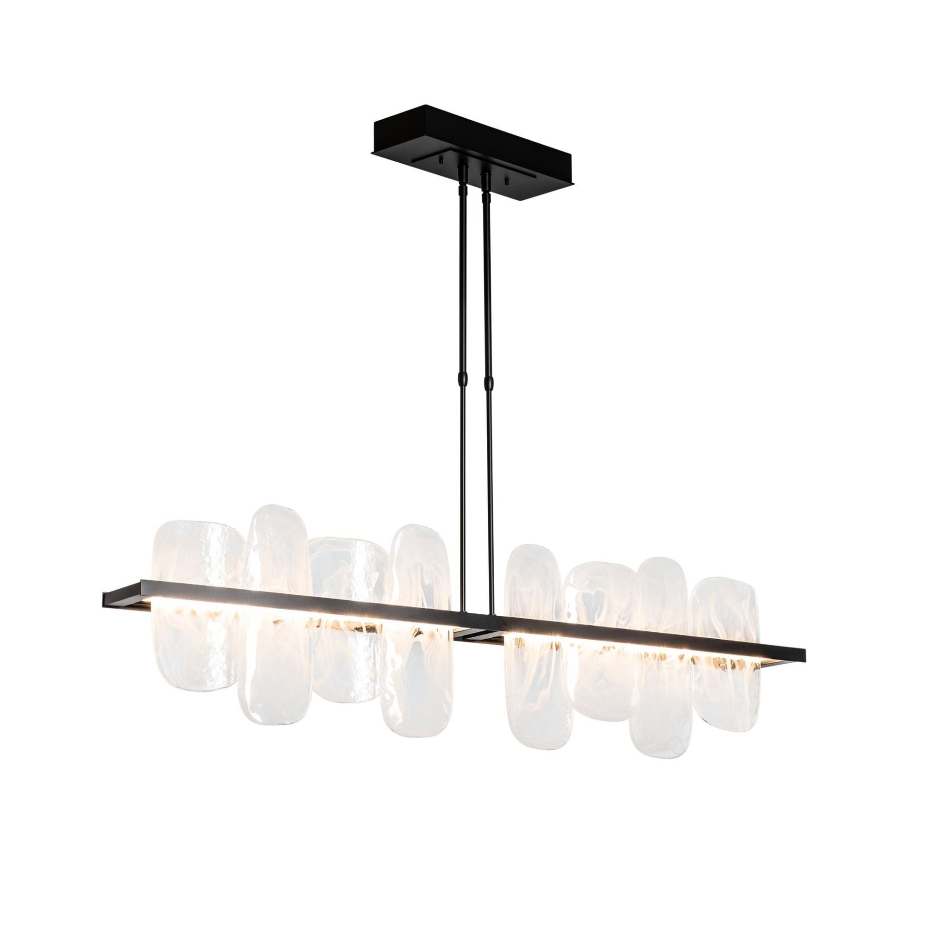 Vitre Large Linear LED Pendant LED White Swirl Glass (YR) in Black