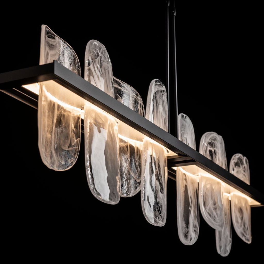 Vitre Large Linear LED Pendant LED White Swirl Glass (YR) in Black
