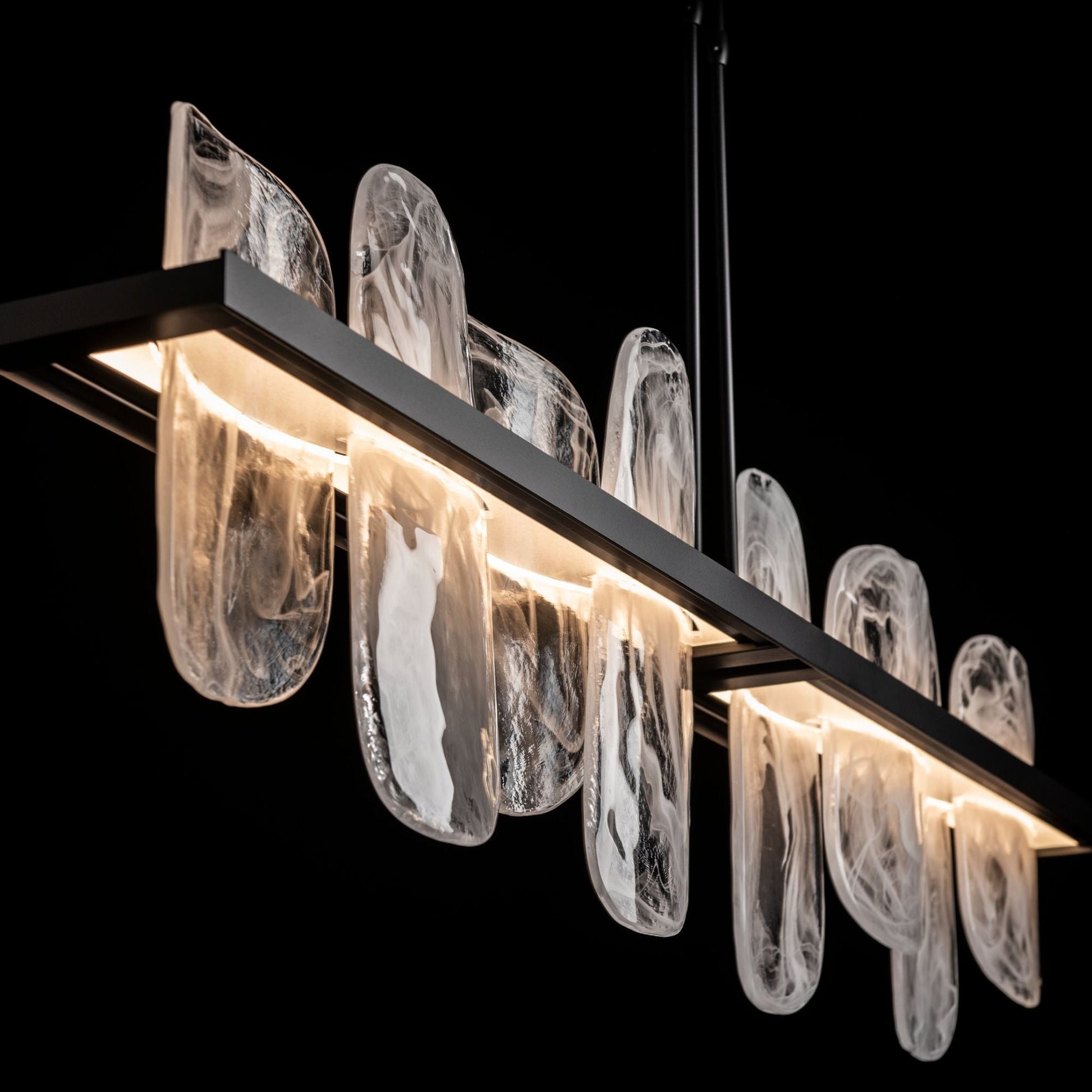 Vitre Large Linear LED Pendant LED White Swirl Glass (YR) in Black