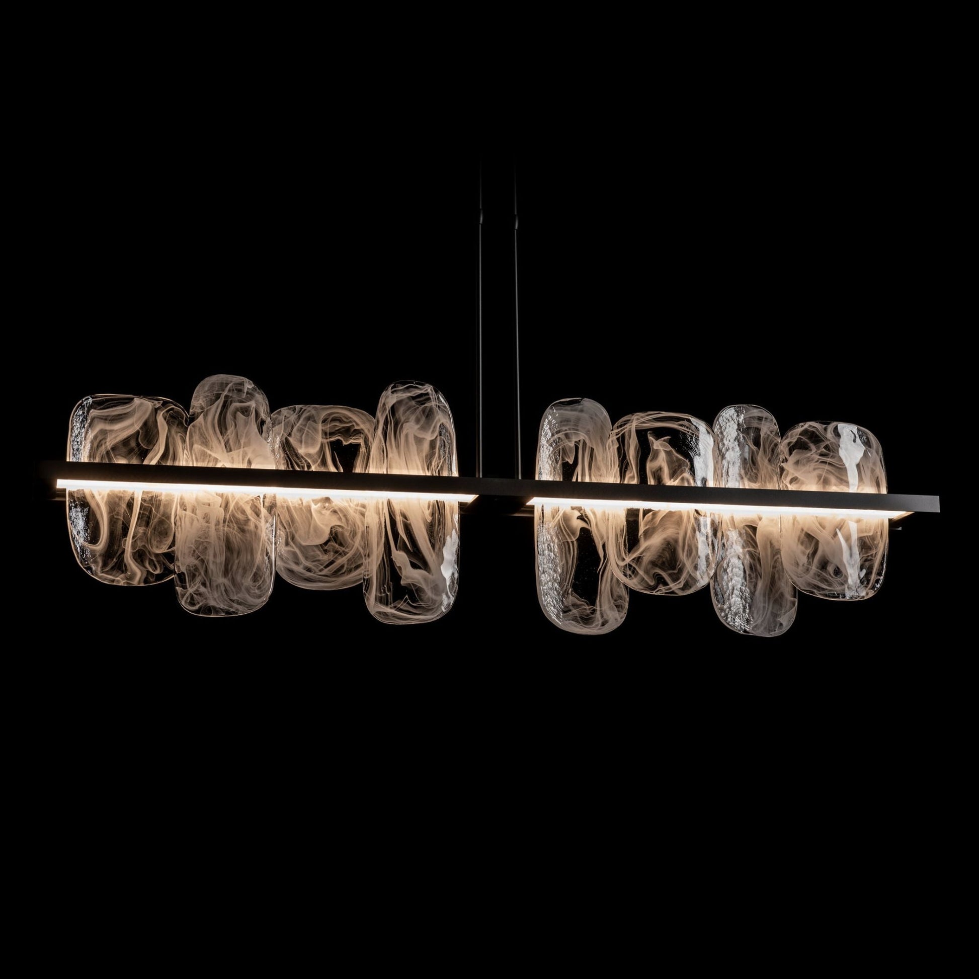 Vitre Large Linear LED Pendant LED White Swirl Glass (YR) in Black