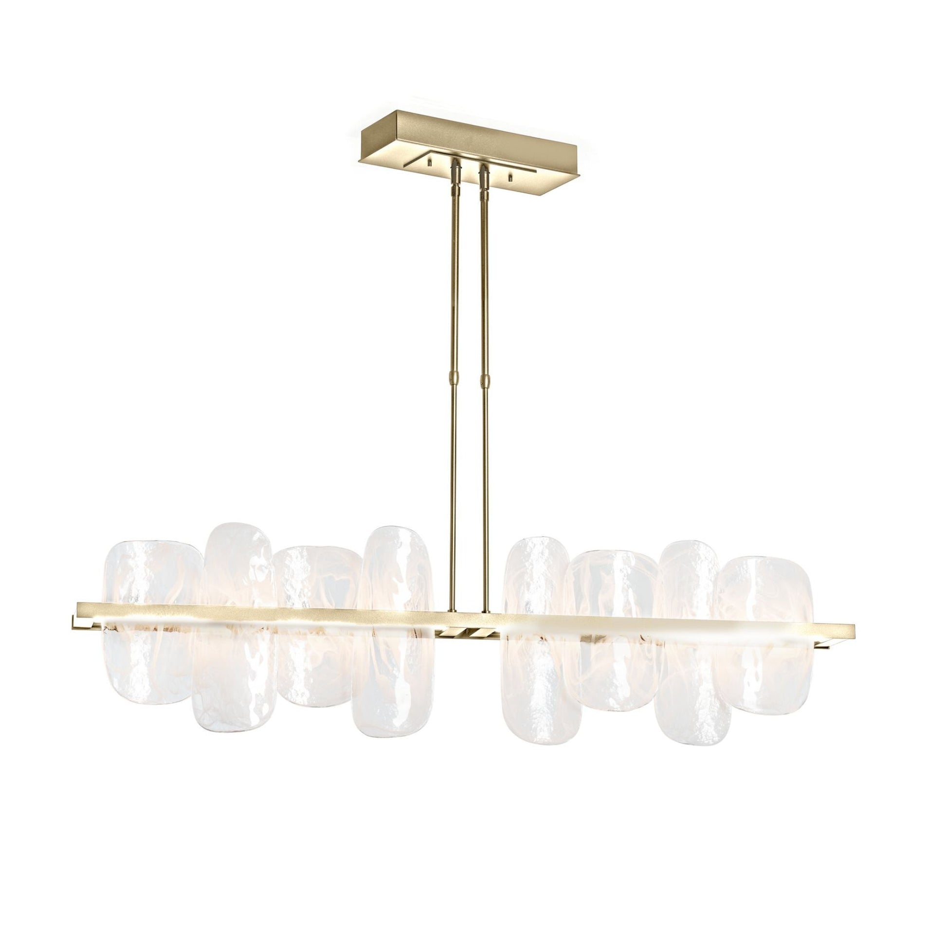 Vitre Large Linear LED Pendant LED White Swirl Glass (YR) in Modern Brass