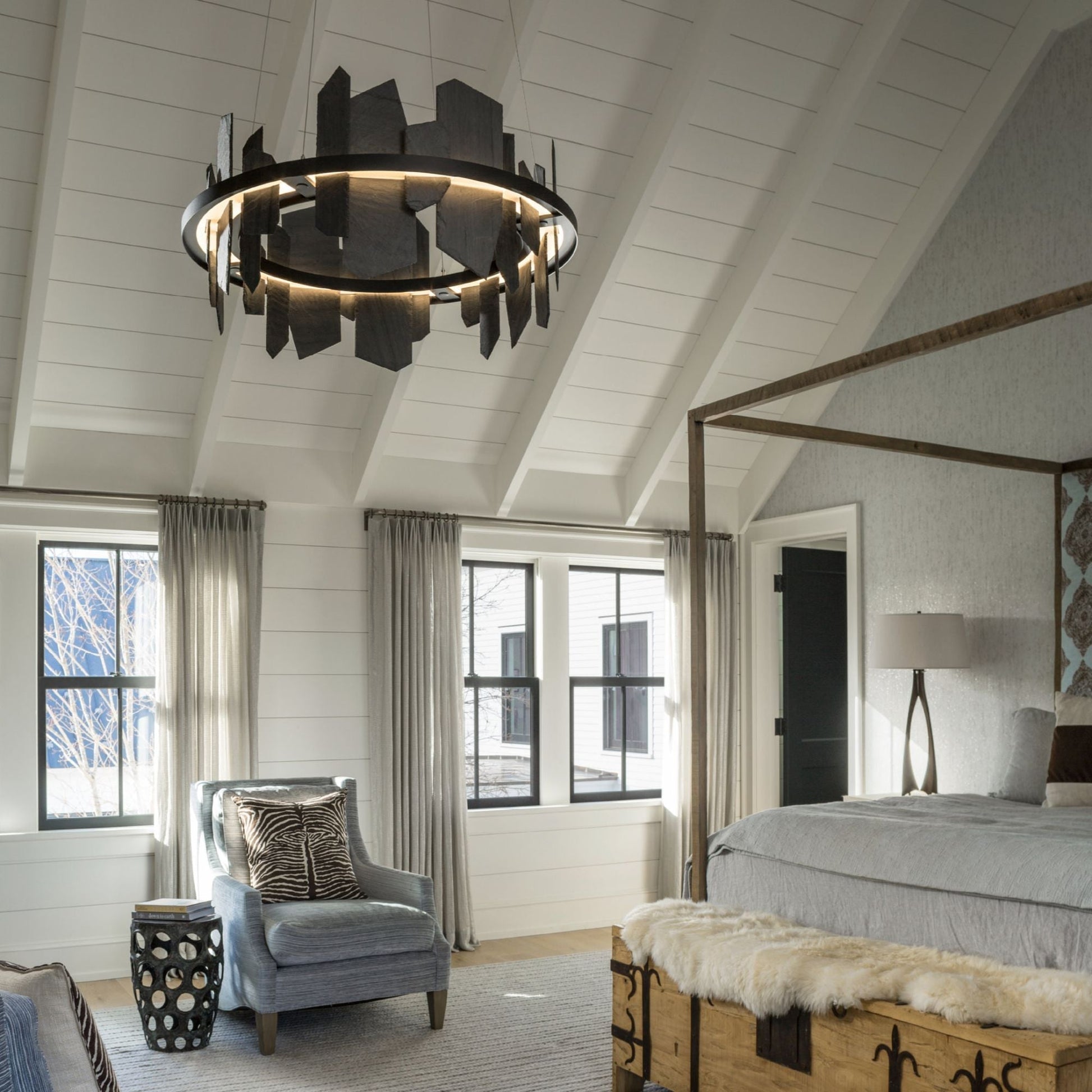 Ardesia Circular LED Pendant Slate LED in Black