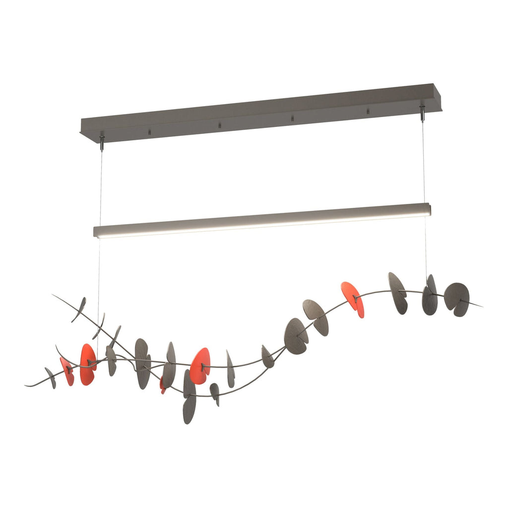 Lily LED Pendant Satin Red Accent LED in Dark Smoke