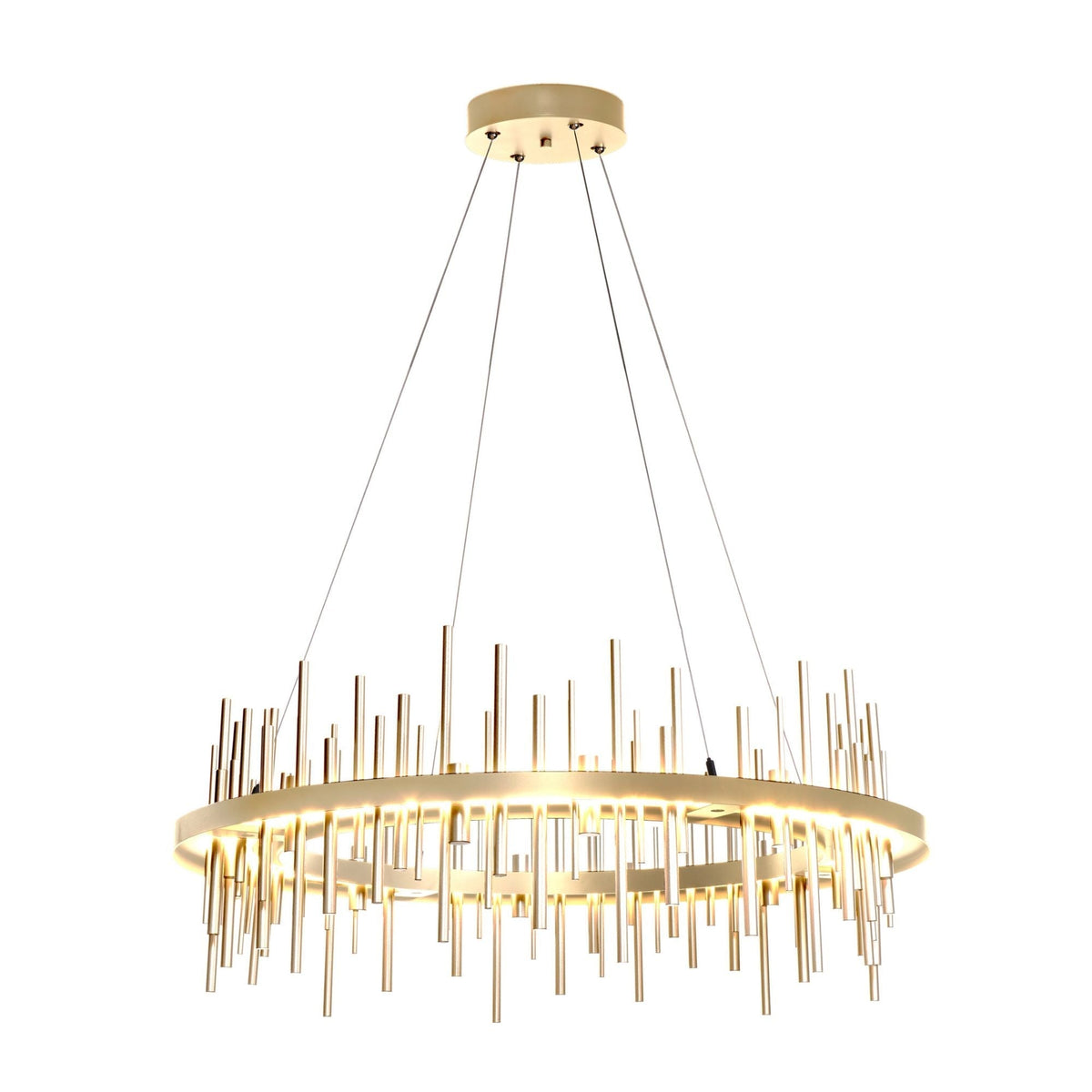 Cityscape Circular LED Pendant Modern Brass Accent LED in Sterling