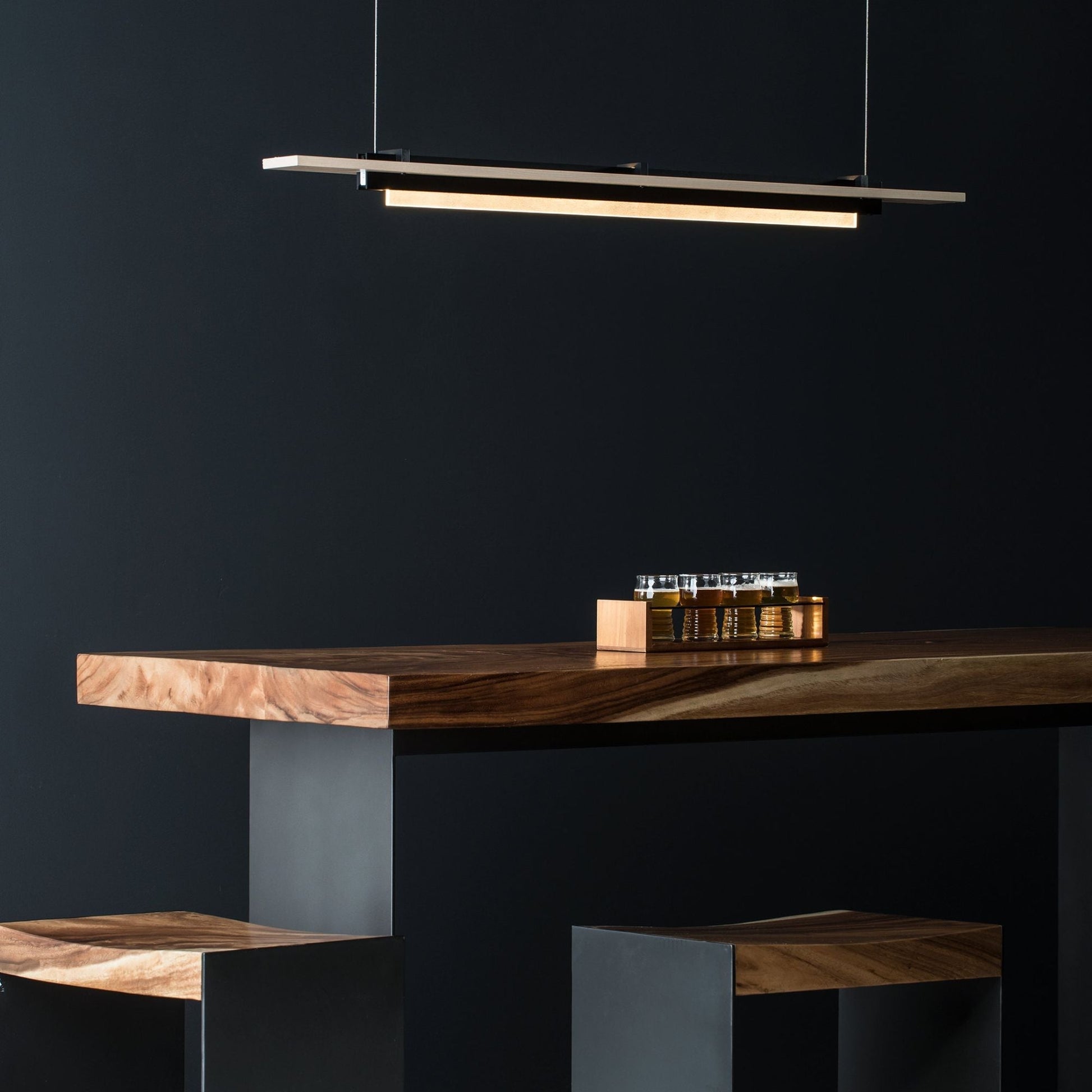 Plank LED Pendant Maple Wood LED in Black