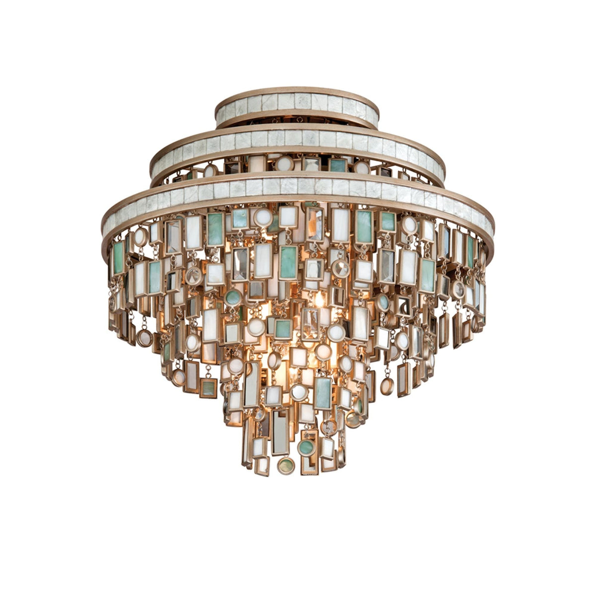 Dolcetti 3-Light Semi Flush in Champagne Leaf 18L x 18W x 16H