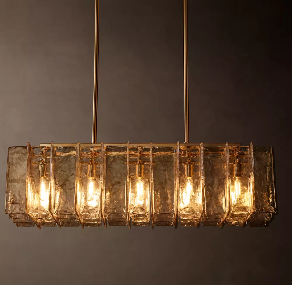 Lattice smoke glass linear chandelier 49"