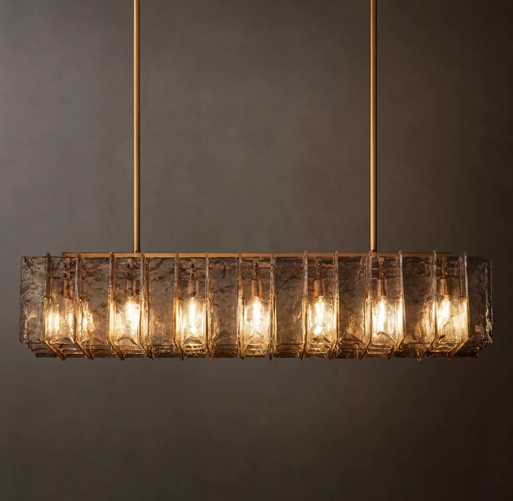 Lattice smoke glass linear chandelier 67"