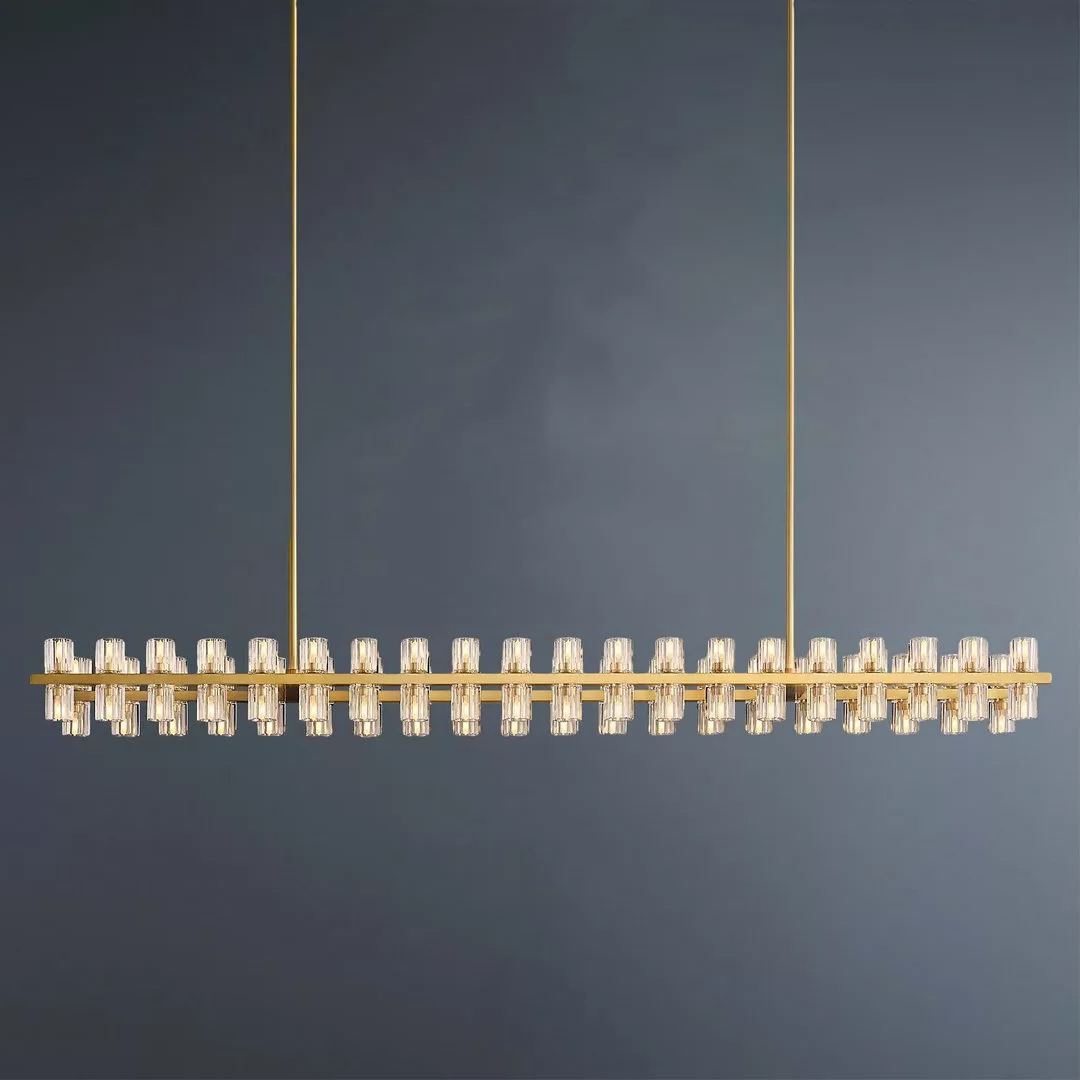 Arcachon Wine Glasses Led Rectangular Crystal  Chandelier 72"