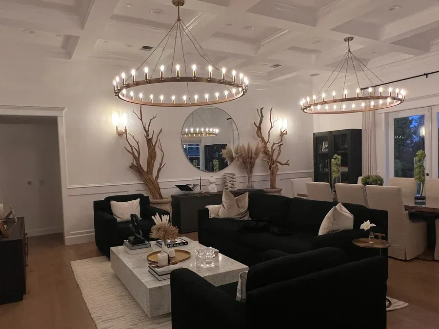 Camin Vintage Filament Round Chandelier 50" For Living Room