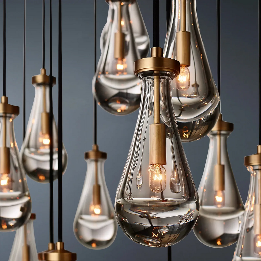 Raindrop Round 5-Lights Rod Chandelier