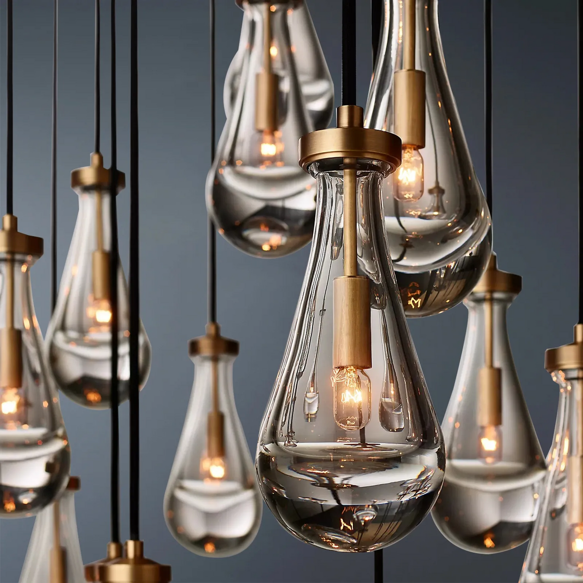 Raindrop Round 5-Lights Rod Chandelier