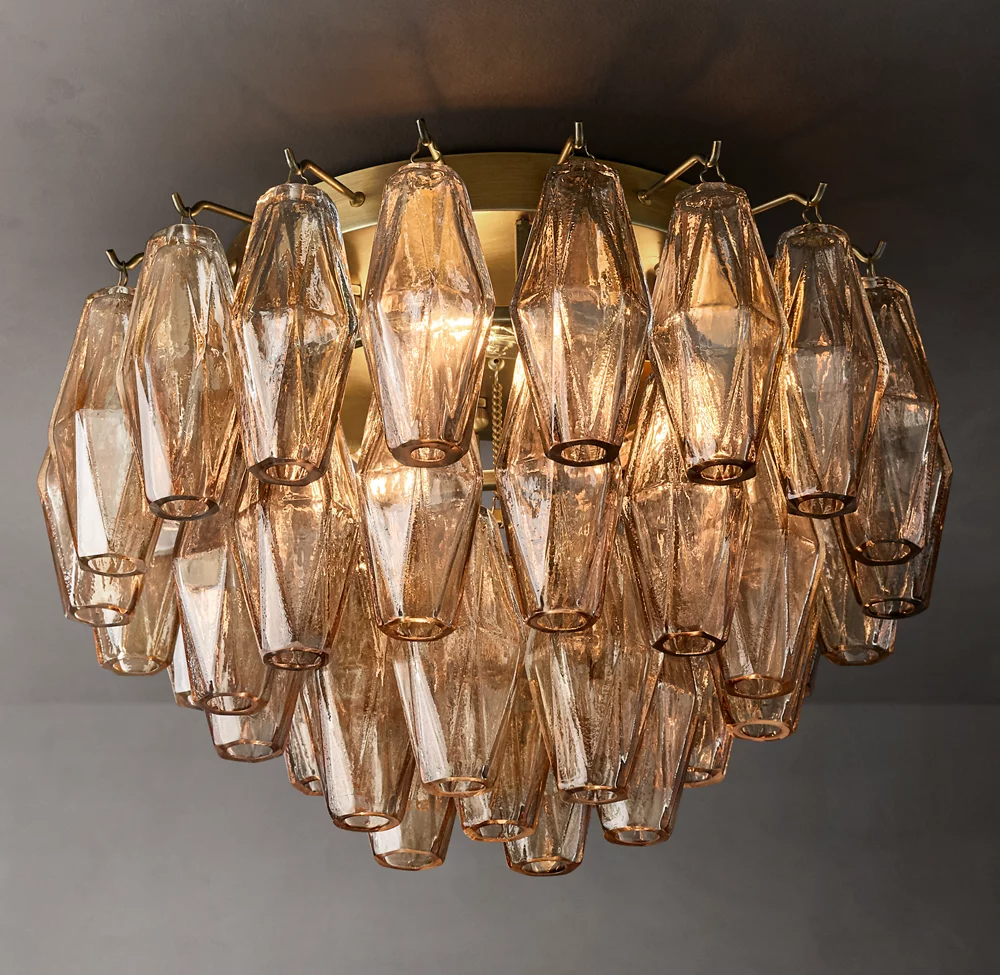 Mia Smoke Glass Flushmount Chandelier  For Dinning Room