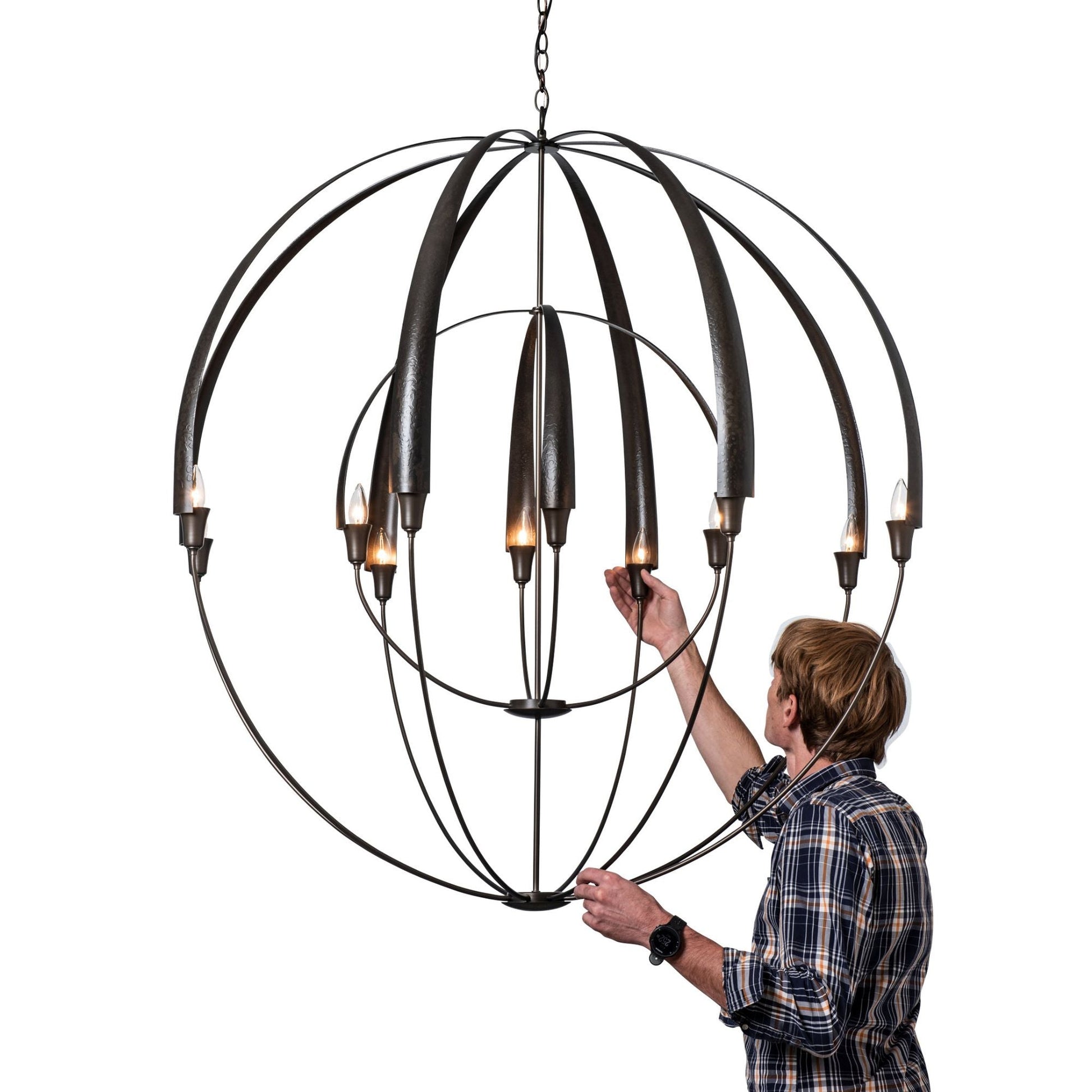 Double Cirque Large Scale Chandelier 12-Light in Dark Smoke