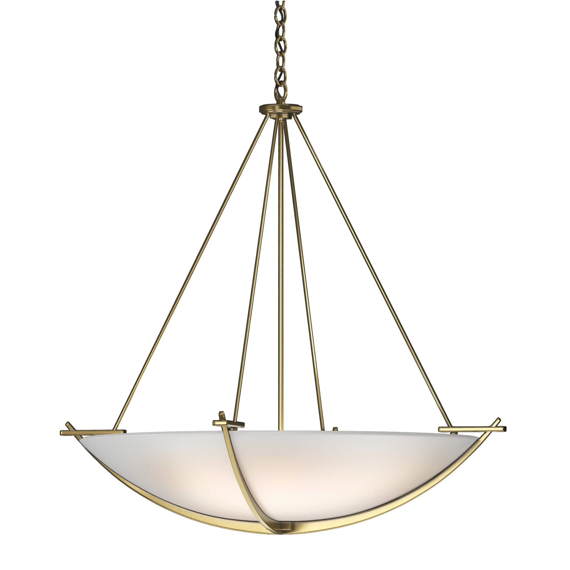 Compass Large Scale Pendant 3-Light Opal Glass (GG) in Modern Brass