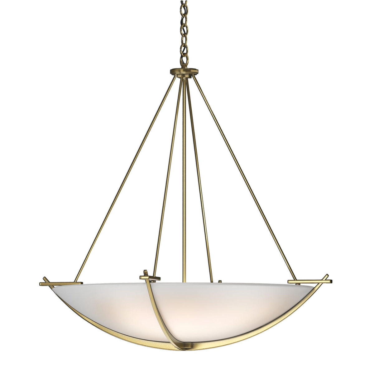 Compass Large Scale Pendant 3-Light Opal Glass (GG) in Modern Brass
