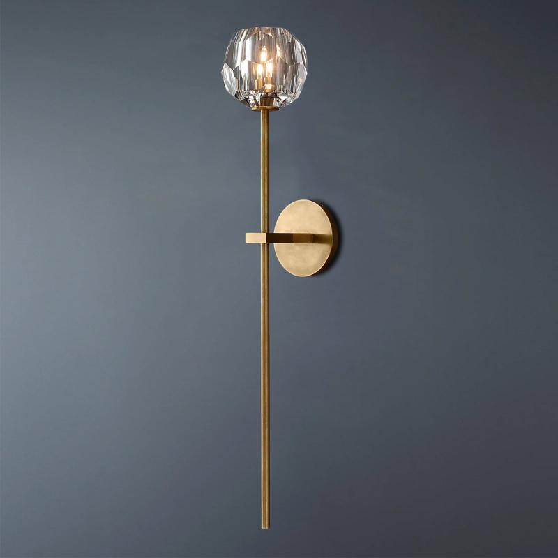 Boule De  Long Rod Crystal Wall Sconce