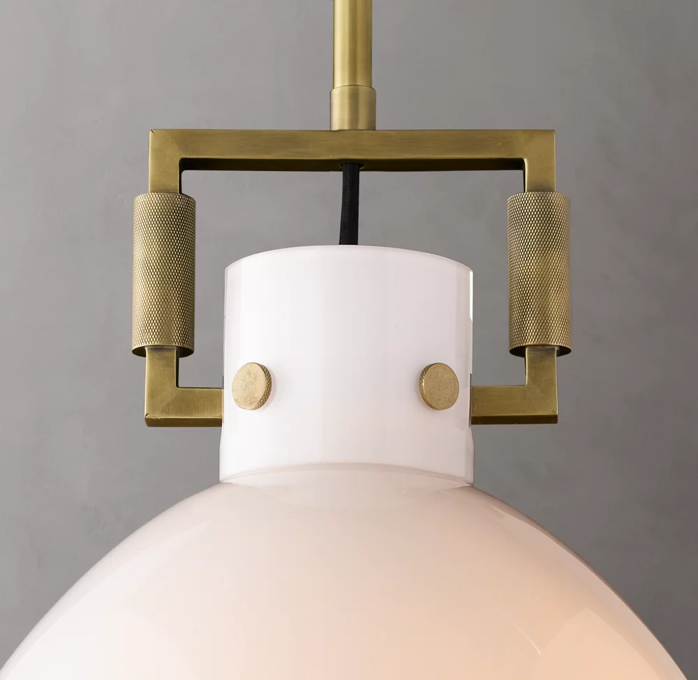 Machinist Milk Glass Shade Pendant Lamp