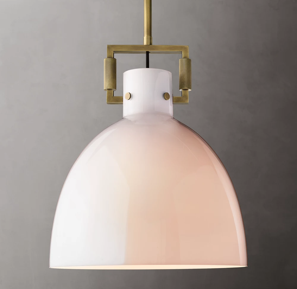 Machinist Milk Glass Shade Pendant Lamp