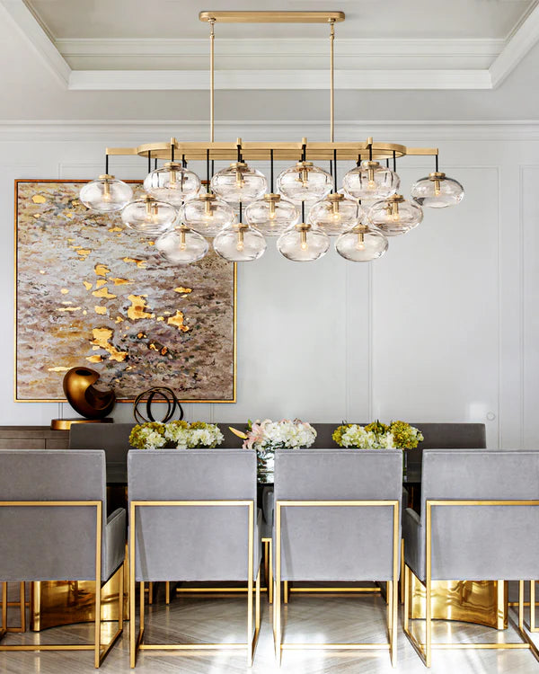 Curvette Clear Glass Linear Chandelier 72"