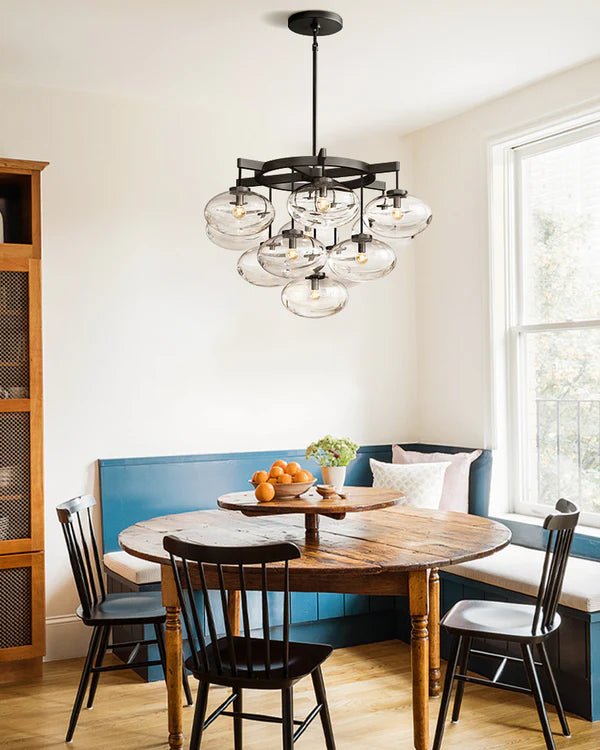 Curvette Clear Glass Round Chandelier 48"