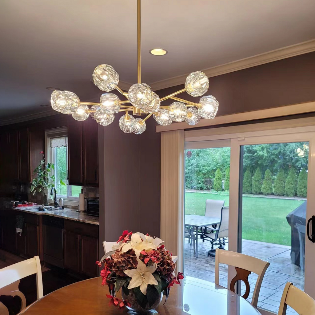 Boule De Crystal Ball Smoke Glass Round Chandelier 36"