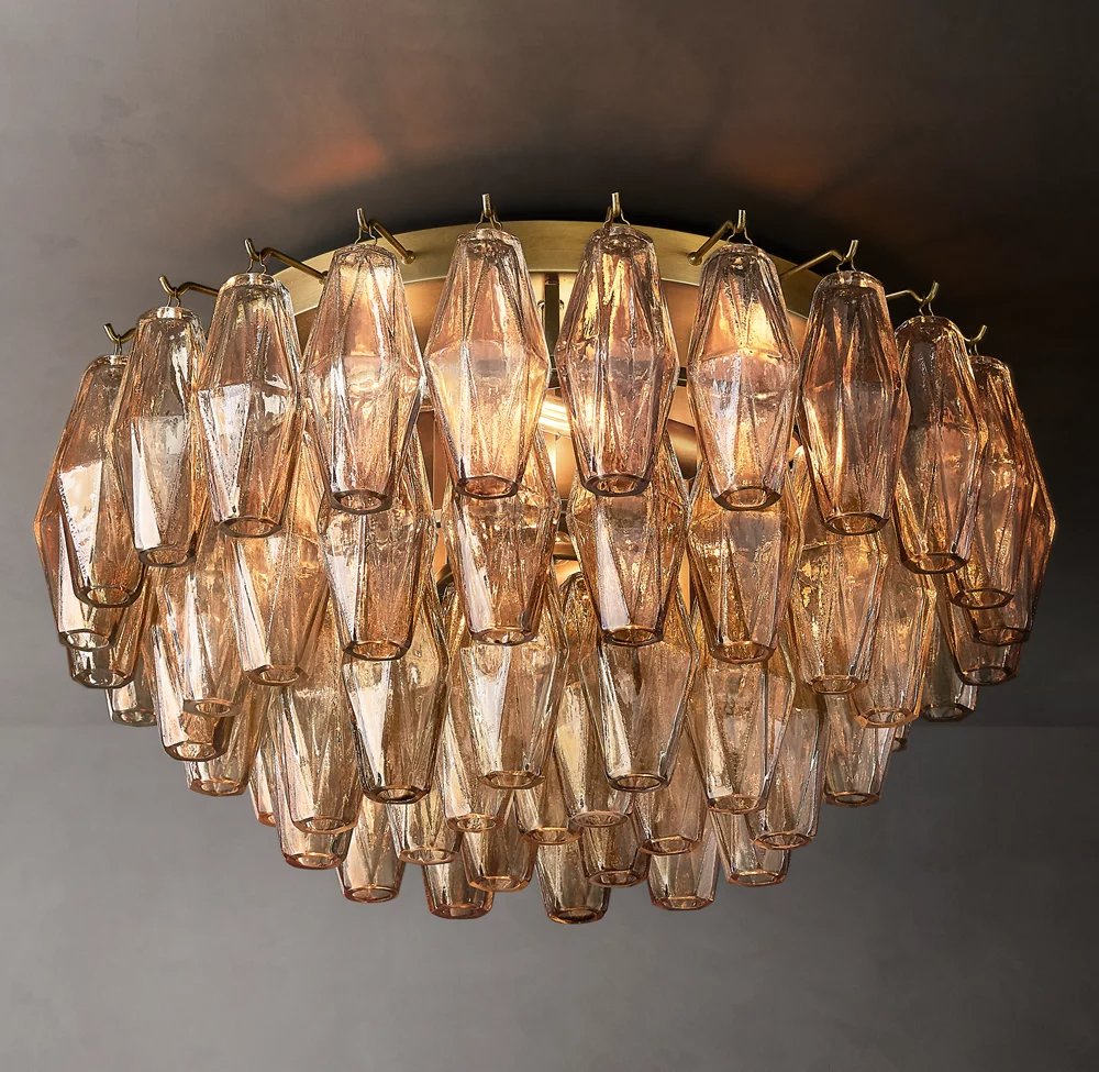Mia Smoke Glass Flushmount Chandelier  For Dinning Room