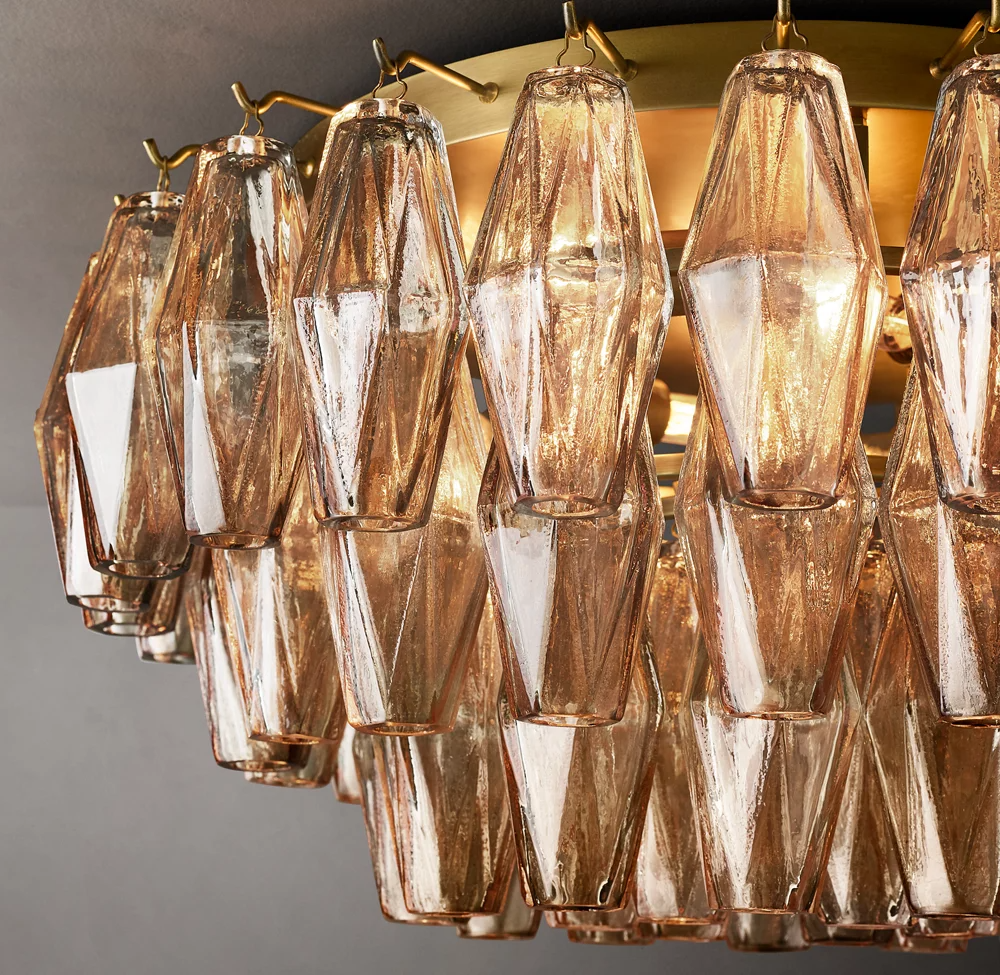 Mia Smoke Glass Flushmount Chandelier  For Dinning Room