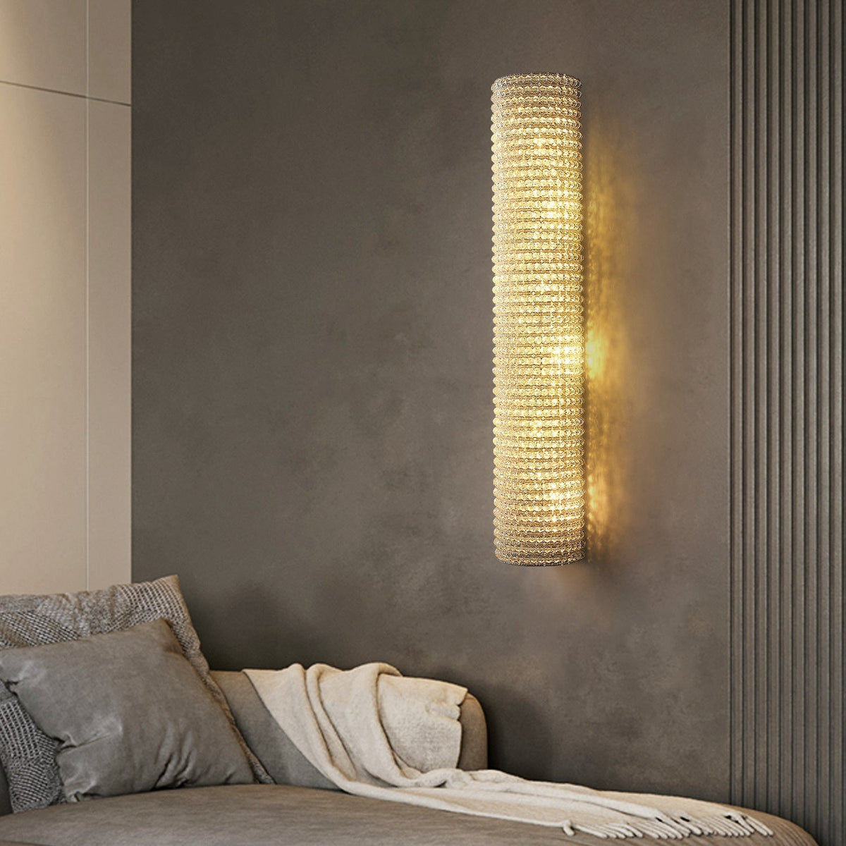 Halo Crystal Bead Wall Sconce 36"H