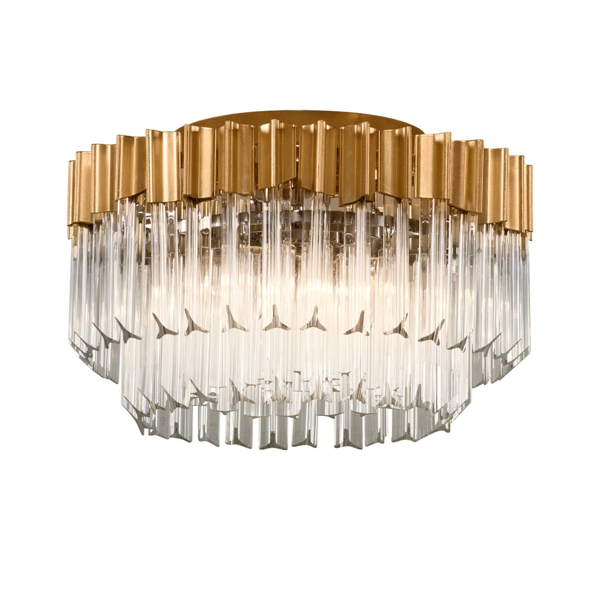 Charisma 3-Light Semi Flush in Gold Leaf/Stainless Steel 18W x 11.25H