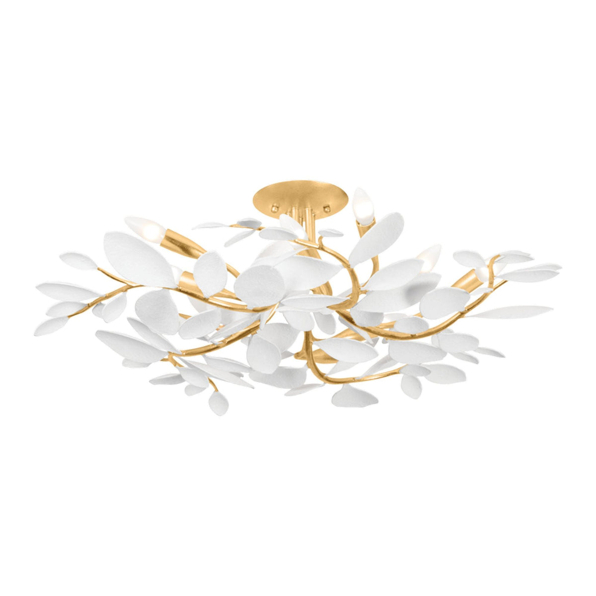 Marabec 10-Light Semi Flush in Vintage Gold Leaf/ White Plaster 32L x 32W x 10.75H