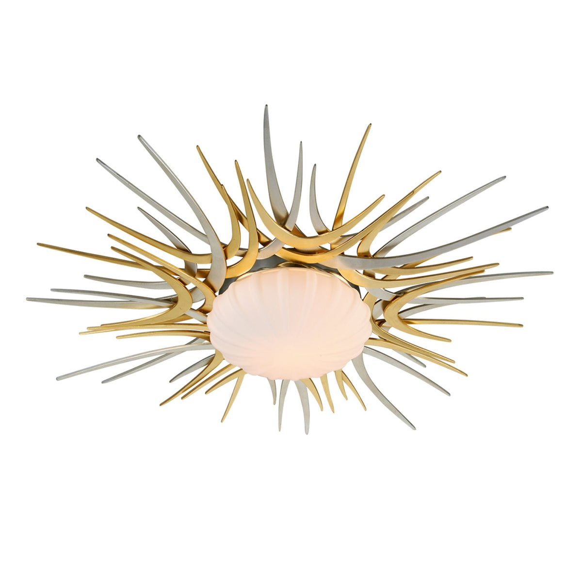 Helios 1-Light Flush Mount in Gold And Silver Leaf 38L x 38W x 6.25H