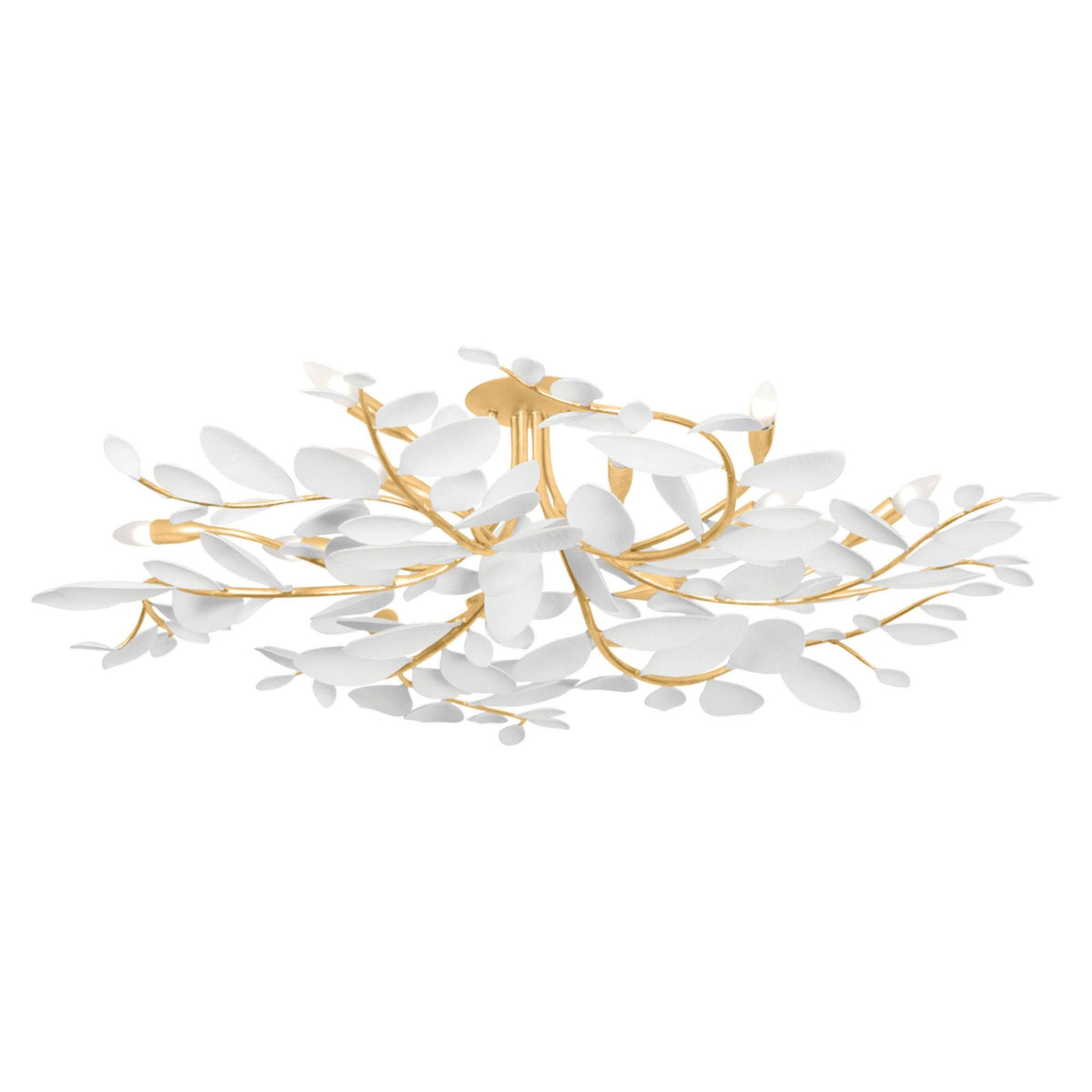 Marabec 12-Light Semi Flush in Vintage Gold Leaf/ White Plaster 48L x 48W x 12.25H