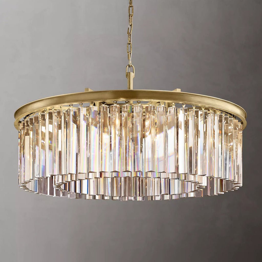 Royal Crystal Round Chandelier Finish Lacquered Burnished Brass