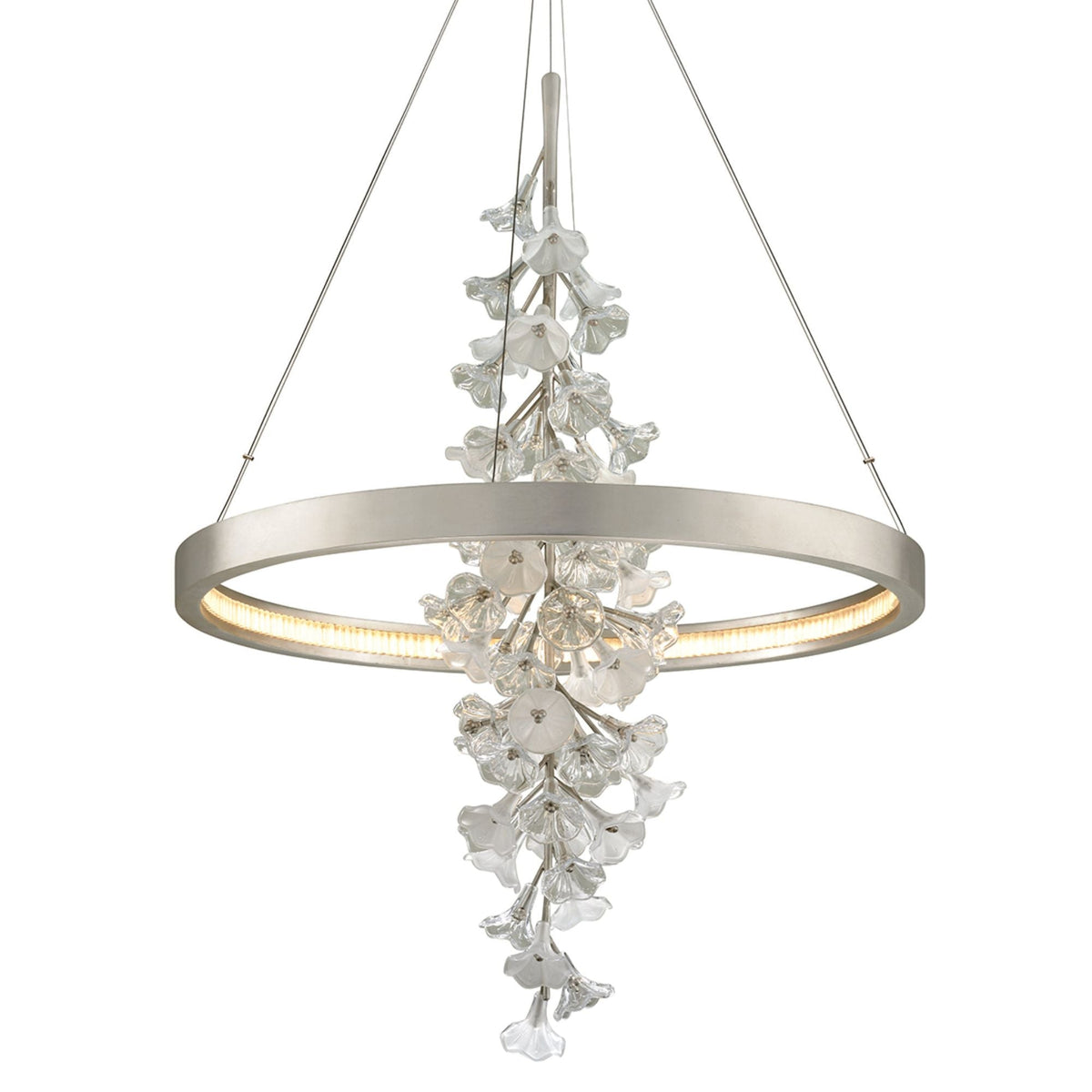 Jasmine 1-Light Chandelier in Silver Leaf 36L x 36W x 50H