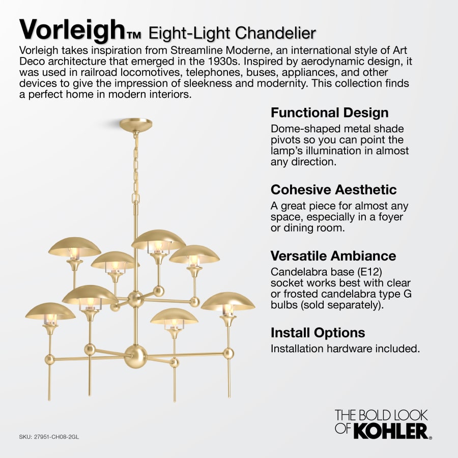 Kohler Lighting Vorleigh 26" Wide 8 Light Adjustable Dome Chandelier