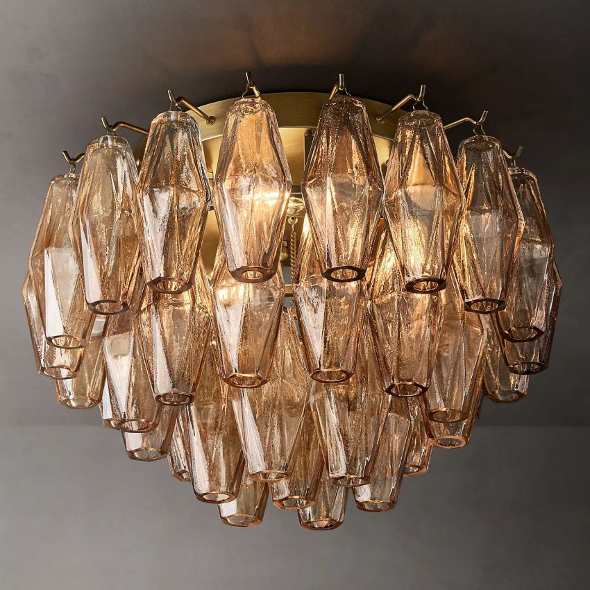 Mia Smoke Glass Flushmount Chandelier  For Dinning Room