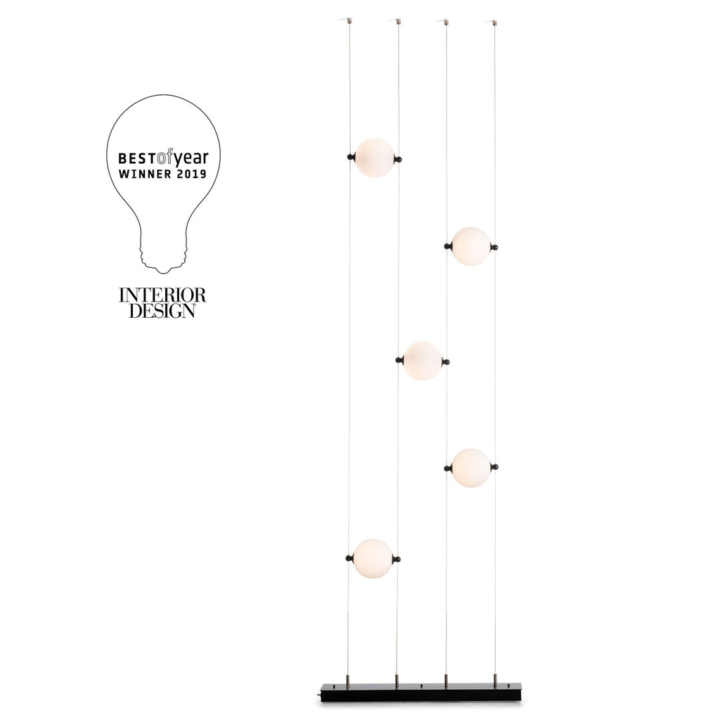 Abacus 5-Light Floor to Ceiling Plug-In LED Lamp LED Opal Glass (GG) in Black