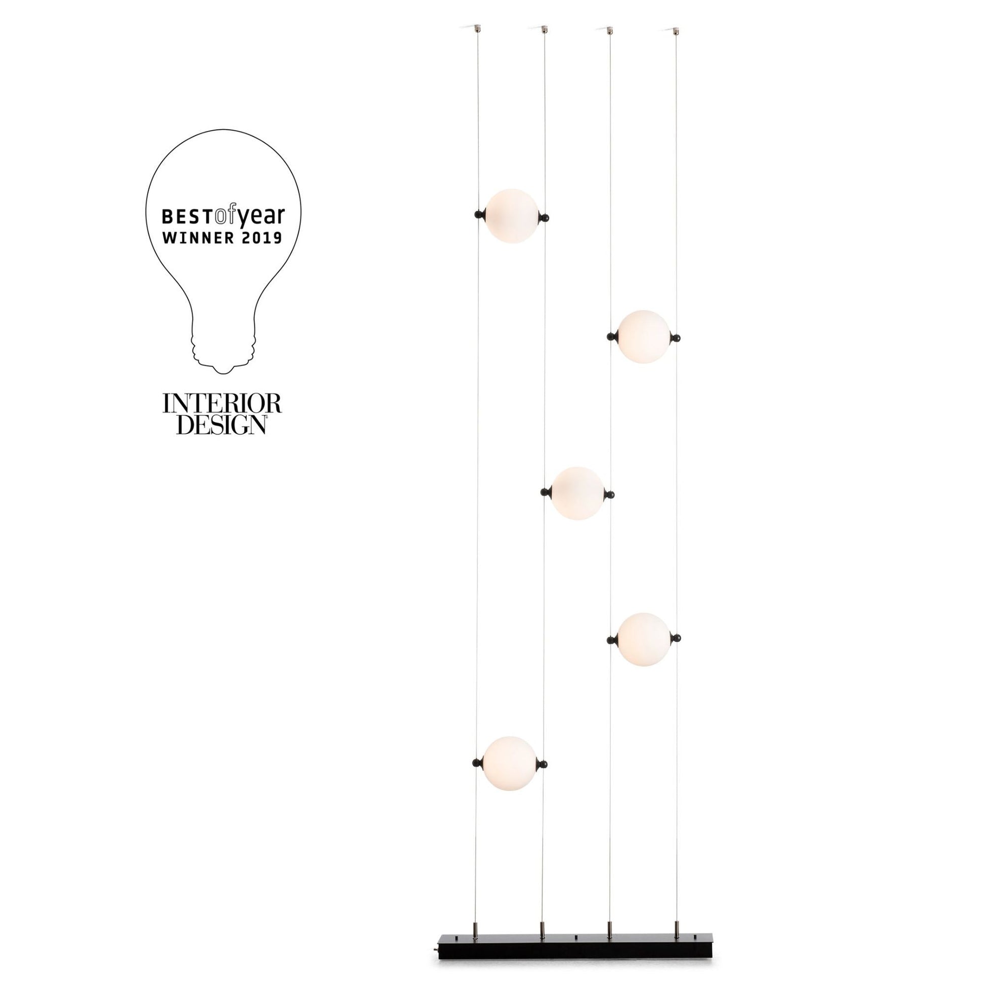 Abacus 5-Light Floor to Ceiling Plug-In LED Lamp LED Opal Glass (GG) in Black