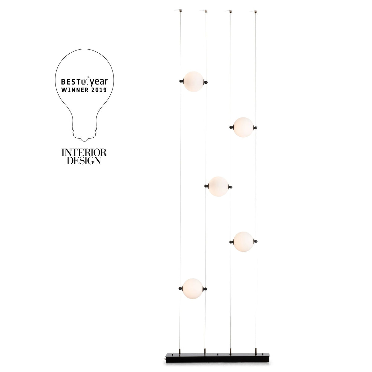 Abacus 5-Light Floor to Ceiling Plug-In LED Lamp LED Opal Glass (GG) in Black