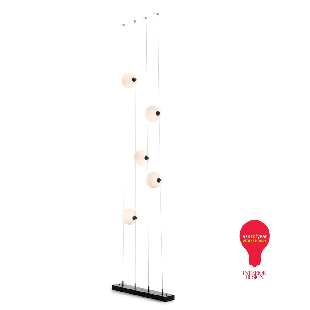 Abacus 5-Light Floor to Ceiling Plug-In LED Lamp LED Opal Glass (GG) in Black