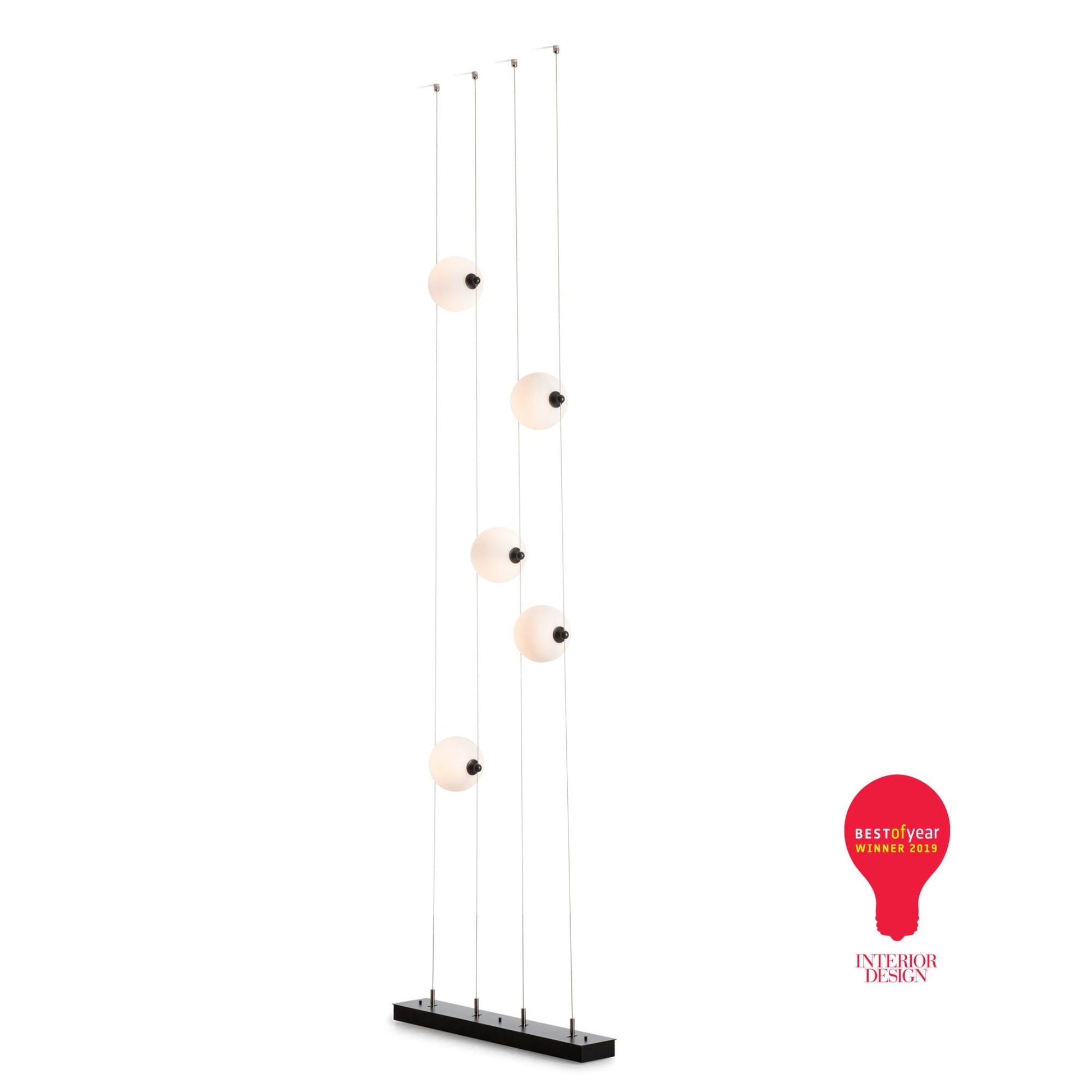Abacus 5-Light Floor to Ceiling Plug-In LED Lamp LED Opal Glass (GG) in Black